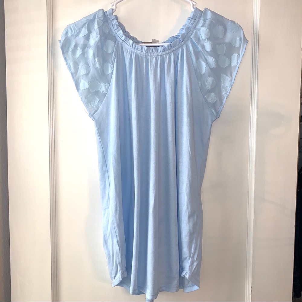 Loft Light Blue Short Sleeve Blouse
